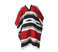 Del Mex Mexican Diamond Woven Eastwood Poncho - Red - XL