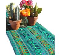 Del Mex Woven Rebozo Style Mexican Table Runner Scarf (Mint Green)