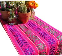 Del Mex Woven Rebozo Style Mexican Table Runner Scarf (Pink)