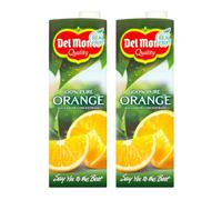 Del Monte 100% Orange Juice 1 Litre x 2 - Fresh Fruit Beverage, No Added Sugar, Natural Drink, Healthy Breakfast Refreshment with Welari Thank You Card | (2 Pack)