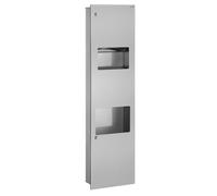 Delabie Recessed combi hand dryer and paper towel dispenser/bin Stainless steel satin matt