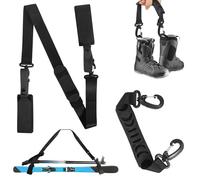 DELAESI Ski Straps 2 Pieces Adjustable Ski Carrier Strap Cushioned Ski Ties Skiing Accessories Ski Shoulder Straps for Skiing Snowboarding Winter Outdoor Activities (Black)