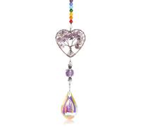 DELAESI Sun Catchers for Windows Tree of Life Crystal Suncatcher Handmade Sun Catcher Crystals Purple Window Sun Catcher for Garden Home Car Decor