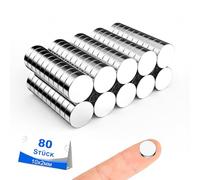 Delaga Pack of 80 Magnets Extra Strong 10 x 2 mm, Small Magnets Strong for Magnetic Board, Mini Magnet Round, Strong Magnet for Fridge, Whiteboard, Pin Board, Office