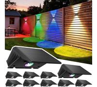 Delaiglow Solar Fence Lights Outdoor - 10 Pack RGB Solar Wall Lights with 5 Colour Modes, IP67 Waterproof, 3 Light Direction Modes for Garden, Fence & Patio