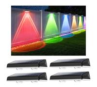 Delaiglow Solar Fence Lights Outdoor Garden, 4 Pack Wall Lights Outdoor with Warm White & RGB 7 Colors, IP67 Waterproof, 10H Auto Lighting for Patio, Yard, Decking