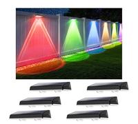 Delaiglow Solar Fence Lights Outdoor Garden, 6 Pack Wall Lights Outdoor with Warm White & RGB 7 Colors, IP67 Waterproof, 10H Auto Lighting for Patio, Yard, Decking