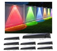 Delaiglow Solar Fence Lights Outdoor Garden, 8 Pack Wall Lights Outdoor with Warm White & RGB 7 Colors, IP67 Waterproof, 10H Auto Lighting for Patio, Yard, Decking