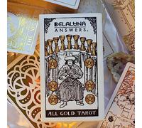 DELALUNA ANSWERS All Gold Tarot: 80 Cards Bonus Psychic Deck for Divination, 1909 Original Rider Waite Smith Fortune Telling, Angel Affirmation Set with Meanings on Them for Women and Beginners