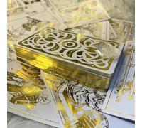 DELALUNA ANSWERS All Gold Tarot: 80 Cards Bonus Psychic Deck for Divination, 1909 Original Rider Waite Smith Fortune Telling, Angel Affirmation Set with Meanings on Them for Women and Beginners