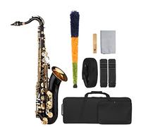 Delaman B-Flat Tenor Saxophone Bb Black Lacquer, Includes Instrument Case, Moutiece, Reed, Neck Strap, Cleaning Cloth, Brush, For Musicians Beginners