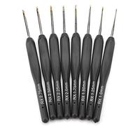 Delaman Black Soft Handle Crochet Hooks Set Strong Practicality Long-Term Use, Lighted Crochet Hooks Set Ergonomic Aluminum Hook Set Knitting Weave DIY Craft Needles Small Size
