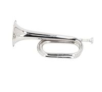 Delaman C Key Military Trumpet C Key Bugle, 11 cm Diameter Moutiece, 34 cm Height Silver Brass Military Trumpet for Orchestra and Marching Band
