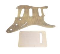 Delaman Electric Guitar Pickguard and Backplate Set, Bronze Color Metal SSS Pick Guard for 3 Single Coil Pickup, Includes Pickguard and Back Plate