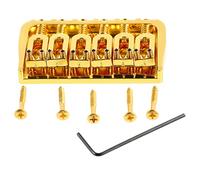 Delaman Electric Guitar Tailpiece Replacement, Metal Tremolo Bridge with Hand Crank, Adjustable Fixed Bridge Tailpiece, Gold with Black Screws, Profional Electric Guitar Parts