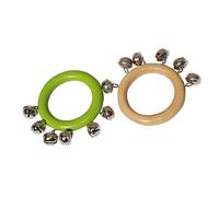 Delaman Foot Tambourine Percussion with Jingle Bells, Blue, Musical Instrument for Guitar Drum, Baby Rattle Toy, Improves Fine Motor Skills, 6 Bells, Wooden Grab Shaker