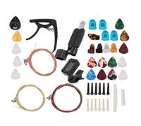 Delaman Guitar Accories Color String Set, Tuner, Capo, Bridge Pins, Pick Replacement Playing Tools, Includes 6 Strings, for Electric and Acoustic Guitars