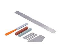 Delaman Guitar Measuring Gauge Set Kit, Neck Notched Ruler, Fret Crowning File, Whetstone, Storage Bag, Guitar Leveling Tool, Measuring Accory, Tool for Musicians