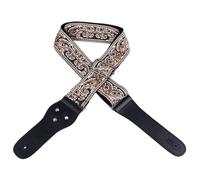 Delaman Guitar Strap, Embroidery Widened Adjustable Shoulder Strap with Picks for Acoustic Electric Guitar Bass, Brown, Universal Fit, Design