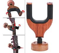 Delaman Guitar Wall Mount Hanger, Solid Wood Base with Plastic Rubber Hook, Red Wood Color, Wall-Mounted Holder for Guitars, Ideal for Home and Studio Use