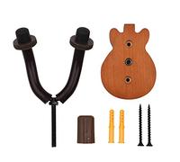 Delaman Guitar Wall Mount Hanger, Solid Wood Wall Hook Holder with Metal Steadying for Acoustic, Electric Guitar, Bass, Ukulele, Easy Installation, Sturdy Design