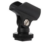 Delaman Microphone Hot Shoe Clip Microphone Clip Holder, 1.95cm Plastic Mic Clip Stand with Hot Shoe and 1/4 Inch Screw Hole for DSLR Camera
