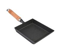 Delaman Mini Frying Pan Iron Omelette Pot Tamagoyaki Wooden Handle