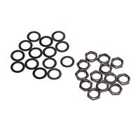 Delaman Nut Washer Kit for Musical Instruments, M9 Female Thread Socket Connector Fasteners for Electric Guitar and Bass, Gun Black Finish, Includes Jack Nuts and Washers