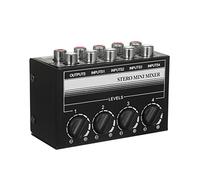 Delaman Passive MixerRCA Mini Stereo 4 Channel Passive Mixer, RCA Portable Mixer, 1 In 4 Out Stereo Distributor with Volume Control, No Battery Required, Lightweight Design