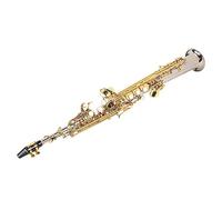 Delaman Profional Brass Soprano Straight Saxophone, Silver Plated Tube with Gold Key, Includes Carrying Bag, Saxophone Kit, Ideal for Musicians