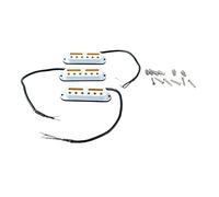 Delaman Single Coil Pickup Set of 3, Guitar Neck Middle Bridge Pickups Replacement Accories, White, Compatible with Electric Guitars, Standard Size