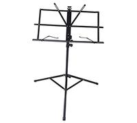 Delaman Small Music Stand, Metal Portable Shelf, Easy Assemble Adjustable Rack for Family Use, Foldable Design, Black