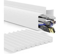 Delamu 10 Pack Cable Management Under Desk, 62.8in J Channel Cable Trunking, Self Adhesive Wire Management Raceway, Cord Cover Cable Hider for Office Home, White