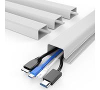 Delamu 4 Pack Cable Management Under Desk, 62.8in J Channel Cable Trunking, Self Adhesive Wire Management Raceway, Cord Cover Cable Hider for Office Home, White