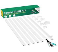 Delamu Electric Cable Trunking, 2.5M Cable Cover Wire Hiders for Wall, Self Adhesive Wire Trunking, Cable Management to Hide 2-3 Power Cords in Home Office, 7X L360mm, W24mm, H14mm, White