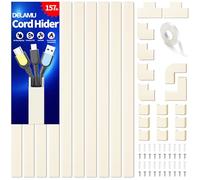 Delamu Electric Cable Trunking, 4M Cable Cover Wire Hiders for Wall, Self Adhesive Wire Trunking, Cable Management to Hide 2-3 Power Cords in Home Office, 10X L400mm, W24mm, H14mm, Beige