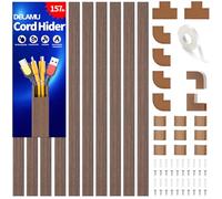 Delamu Electric Cable Trunking, 4M Cable Cover Wire Hiders for Wall, Self Adhesive Wire Trunking, Cable Management to Hide 3-4 Power Cords in Home Office, 10X L400mm, W30mm, H17mm, Cherry Wood