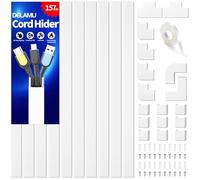 Delamu Electric Cable Trunking, 4M Cable Cover Wire Hiders for Wall, Self Adhesive Wire Trunking, Cable Management to Hide 2-3 Power Cords in Home Office, 10X L400mm, W24mm, H14mm, White