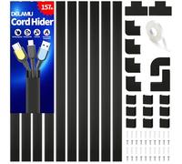 Delamu Electric Cable Trunking, 4M Cable Cover Wire Hiders for Wall, Self Adhesive Wire Trunking, Cable Management to Hide 2-3 Power Cords in Home Office, 10X L400mm, W24mm, H14mm, Black