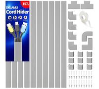 Delamu Electric Cable Trunking, 4M Cable Cover Wire Hiders for Wall, Self Adhesive Wire Trunking, Cable Management to Hide 2-3 Power Cords in Home Office, 10X L400mm, W24mm, H14mm, Grey