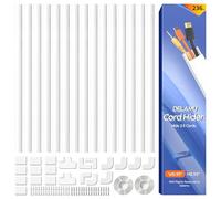 Delamu Electric Cable Trunking, 6.45M Cable Cover Wire Hiders for Wall, Self Adhesive Wire Trunking, Cable Management to Hide 2-3 Power Cords in Home Office, 15X L430mm, W24mm, H14mm, White