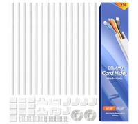 Delamu Electric Cable Trunking, 6M Cable Cover Wire Hiders for Wall, Self Adhesive Wire Trunking, Cable Management to Hide 3-4 Power Cords in Home Office, 15X L400mm, W30mm, H17mm, White