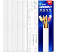 Delamu Electric Cable Trunking, 8M Cable Cover Wire Hiders for Wall, Self Adhesive Wire Trunking, Cable Management to Hide 3-4 Power Cords in Home Office, 20X L400mm, W30mm, H17mm, White