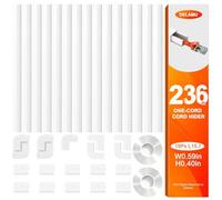 Delamu Mini Cable Trunking Self Adhesive, 8M Trunking for Cables to Hide Single Wall Mount Powers Cord, Cable Management Kit in Home Office, 20xL400mm W15mm H10mm, White