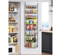 Delamu Over Door Storage, Pantry Organisers and Storage, Hanging Spice Rack Shelves for Easy Install, Cabinet Door Organiser, Home & Kitchen Essentials, 8-Tier, 46W × 166H × 12D cm, Black