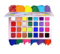 DE'LANCI Colourful Eyeshadow Palette, 28 Neon Rainbow Eyeshadow Matte Multicoloured Metallic Shimmer Make-Up Luminous Vibrant Eye Makeup for Girls LGBT & Highly Pigmented Eyeshadow Cosmetics