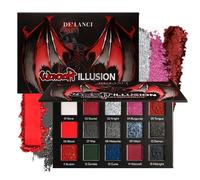DE'LANCI Gothic Eyeshadow Palette Halloween Black Red, Dark Metallic Silver Shiny Red Black, High Pigmentation Vegan Long-Lasting Makeup, Zombie Vampire SFX