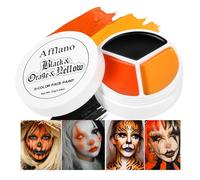 DE'LANCI Halloween Pumpkin Makeup Face Paint Black Orange Yellow, Cream Fall Warm Gold Body Paint Full Coverage waterproof, for Halloween Makeup Clown Zombie FX Skeleton Animal Cosplay Art Stuff 76g