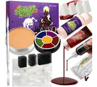 DE'LANCI Horror Halloween Makeup Set VIP - 17 PCS Natural Burn Victim, Skin Rips, SFX, Zombies, Vampire, Fake Scars, Scratch Marks, Grazes