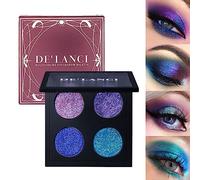 DE'LANCI Multichrome Glitter Eyeshadow Palette,Blue Purple Dark Green Duochrome Chameleon Cream Eyeshadow Palette,Holographic Metallic Glitter Eyeshadow,Chameleon Glitter Eyeshadow for Girls,Talc Free